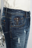 Dark Blue Ripped Zip Watch Bag Mans Skinny Jeans