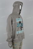 Gray Printed Embroidered Zipper Men's hoodies