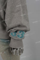 Gray Printed Embroidered Zipper Men's hoodies
