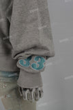 Gray Printed Embroidered Zipper Men's hoodies