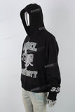Black Printed Embroidered Zipper Men's hoodies