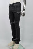 Black Embroidered Mans Stack Leather Pants