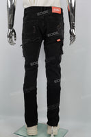 Black cut patch 3D embroidery Skinny Jeans