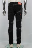 Black cut patch 3D embroidery Skinny Jeans