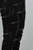 Black cut patch 3D embroidery Skinny Jeans