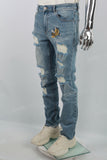 Blue old cut embroidered Stack Jeans