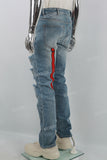 Blue old cut embroidered Stack Jeans