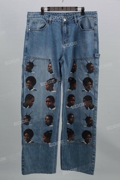 Blue Print Mans Baggy Cargo Jeans