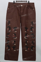 Brown Print Mans Baggy Cargo Jeans