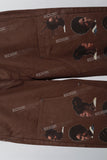 Brown Print Mans Baggy Cargo Jeans