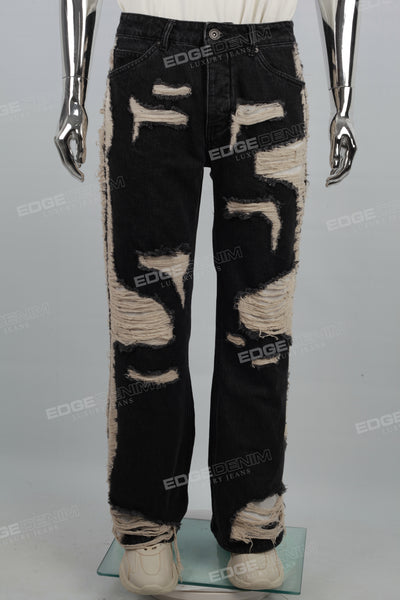 Black Wash Heavy Ripped Baggy Jeans