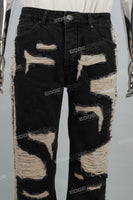 Black Wash Heavy Ripped Baggy Jeans