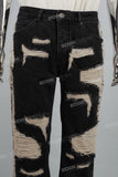 Black Wash Heavy Ripped Baggy Jeans