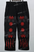 Black Embroidery Ripped Mans Cargo Jeans