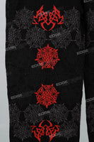 Black Embroidery Ripped Mans Cargo Jeans