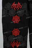 Black Embroidery Ripped Mans Cargo Jeans