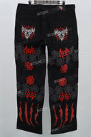 Black Embroidery Ripped Mans Cargo Jeans