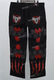 Black Embroidery Ripped Mans Cargo Jeans