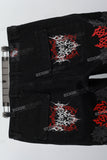 Black Embroidery Ripped Mans Cargo Jeans