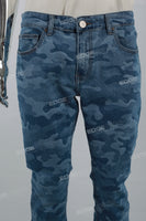 Camouflage Laser Foot Splicing Stcak Jeans