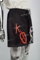 Black Mesh Print Men's Shorts