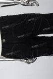 Black Ripped Strap Pocket Denim Mans Cargo