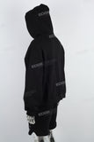 Heavyweight Black Embroidered Pullover Mans Hoodies