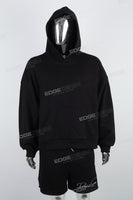 Heavyweight Black Embroidered Pullover Mans Hoodies