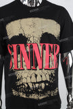 Black Front And Back Printed Man T-shirt