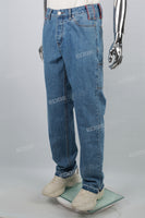 Red Printed Blue Men's Baggy Denim Cargo Pants