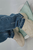 Red Printed Blue Men's Baggy Denim Cargo Pants