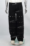 Multi-Pocket Black Denim Baggy Cargo Pants