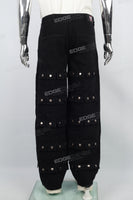Multi-Pocket Black Denim Baggy Cargo Pants