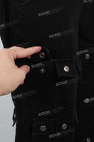Multi-Pocket Black Denim Baggy Cargo Pants