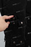 Multi-Pocket Black Denim Baggy Cargo Pants