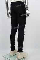 Black Ripped Skinny Men's Jeans With Rhinestones