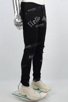 Black Ripped Skinny Men's Jeans With Rhinestones
