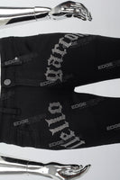 Black Ripped Skinny Men's Jeans With Rhinestones