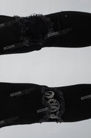 Black Ripped Skinny Men's Jeans With Rhinestones