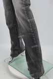 Women's gray flared jeans with rhinestones
