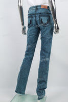 Women's Embroidered Blue Flared Jeans