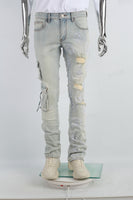 Blue Ripped Men's Cargo Jeans