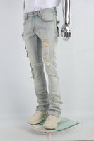Blue Ripped Men's Cargo Jeans