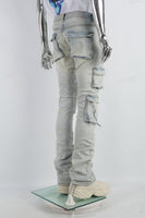 Blue Ripped Men's Cargo Jeans