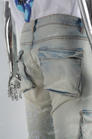 Blue Ripped Men's Cargo Jeans