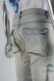 Blue Ripped Men's Cargo Jeans