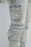 Blue Ripped Men's Cargo Jeans