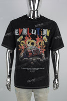 Black Distressed Wash Print T-Shirt