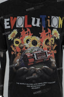Black Distressed Wash Print T-Shirt