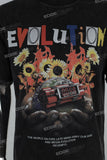 Black Distressed Wash Print T-Shirt